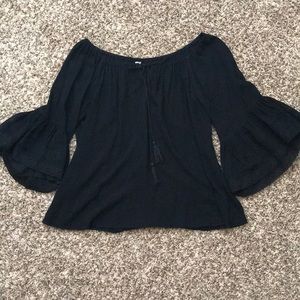 Black boho off the shoulder blouse